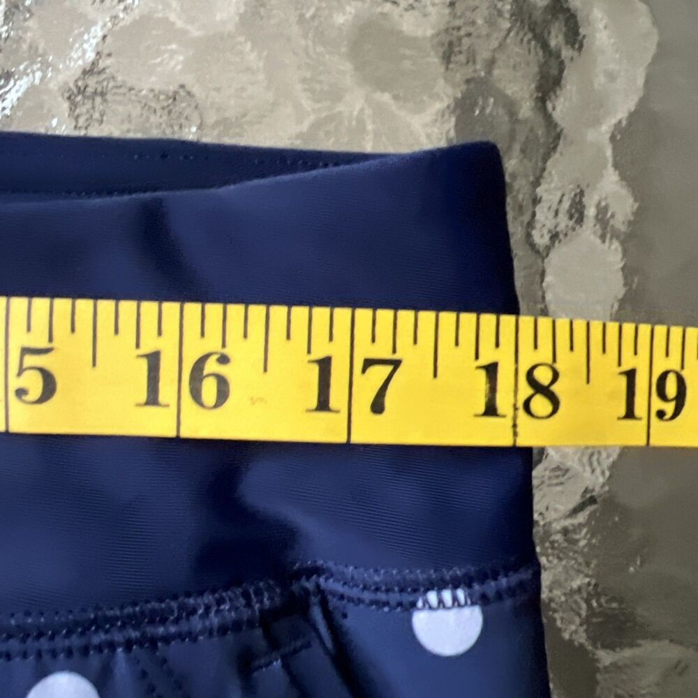 Land’s End Swim Skort Skirt Navy White Polka Dots Size 14 Pockets Beach Pool - Picture 8 of 14
